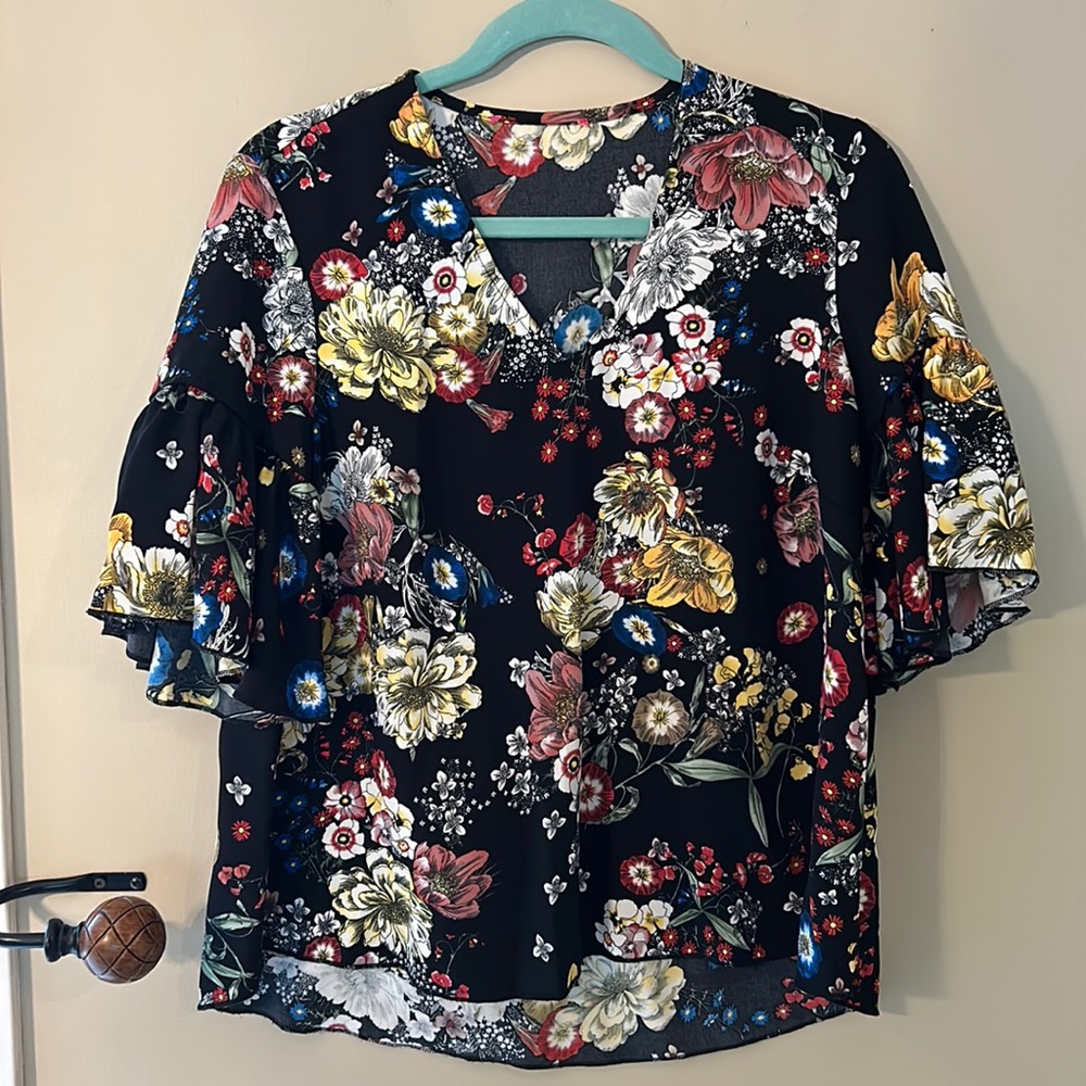 Catherine Malandrino | Floral V-Neck Blouse